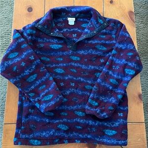 Vintage L.L. Bean Burgundy and Blue Patterned Crewneck Jacket